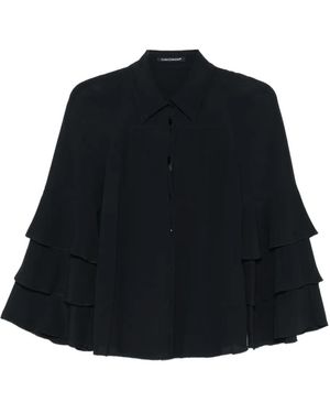 Luisa Cerano Tiered-Sleeve Blouse - Black