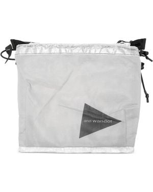 and wander Logo-Print Shoulder Bag - Grey