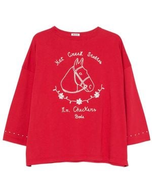 Bode Camiseta Stables Con Estampado Gráfico De Manga Tres Cuartos - Rojo