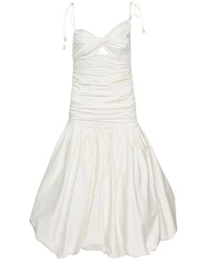 Self-Portrait Cotton Gathered Midi Dress - White