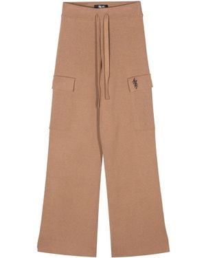 Amiri Logo-Embroidered Ribbed Trousers - Brown