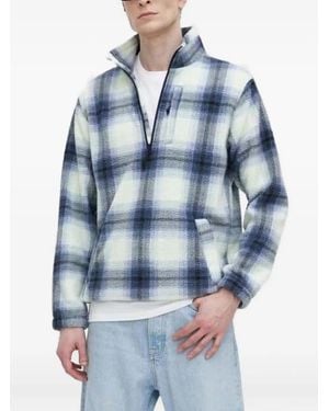 Billabong Half-Zip Plaid Fleece Sweatshirt - Blue