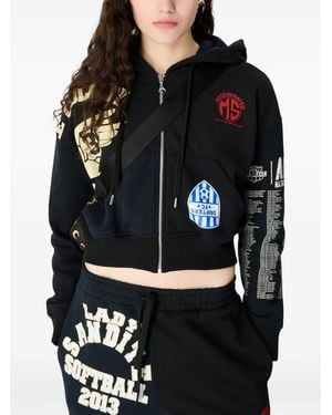Marine Serre Long-Sleeve Hoodie - Black