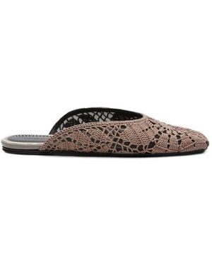 Magda Butrym Crochet-Knit Floral Flat Mules - Brown