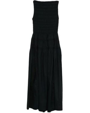 Doen Shirred Sleeveless Midi Dress - Black