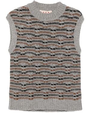Marni Pull Sans Manches À Motif En Intarsia - Gray