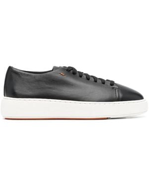 Santoni Leather Low-Top Trainers - Grey