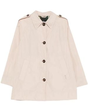 Barbour Maggie Epaulette-Detail Raglan-Sleeve Coat - Natural