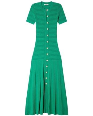 Sandro Two-Tone Knit Midi Dress in Blue | Lyst Sandro Two-Tone Knit Midi Dress in Blue | Lyst