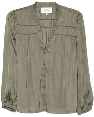 Ba&sh Cess Pleated Button-Up Blouse - Green