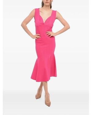 Roland Mouret Sweetheart-Neckline Flounce-Hem Dress - Pink