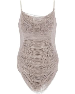 The Attico Draped Mini Dress in Gray | Lyst