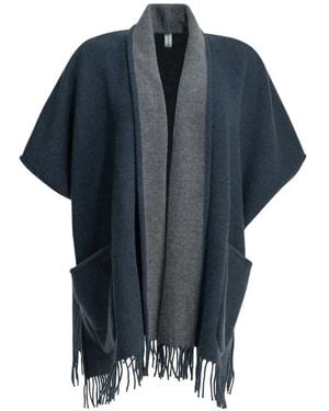 Ferragamo Fringed-Hem Cape - Blue