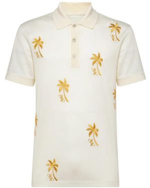 Billionaire Palm-Embroidered Polo Shirt - White