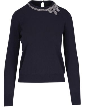 Carolina Herrera Pull À Détails De Nœuds - Bleu