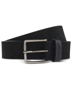 BOSS Perforated Leather Belt - Black