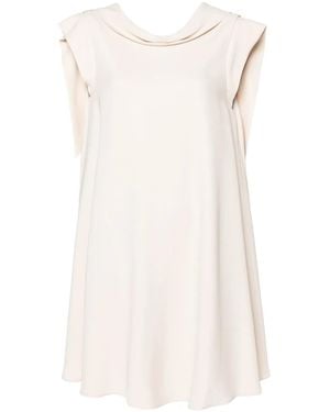 Styland Pointed-Collar Mini Dress - Natural