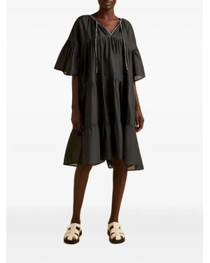 Merlette Paradis Nes Embroidered Tiered Dress - Black