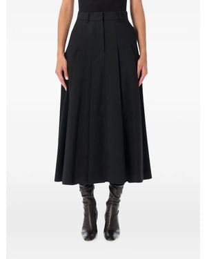 By Malene Birger Edena Pleated A-Line Midi Skirt - Black