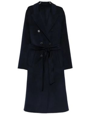 Marella Double-Breasted Belted Coat - Blue