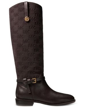 Michael Kors Beverly Quited Suede And Leather Riding Boots - Black