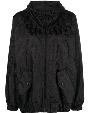 Moschino Logo-Print Hooded Jacket - Black