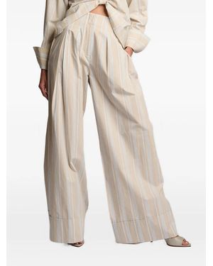 Hevron Striped Pleated Pants - Natural