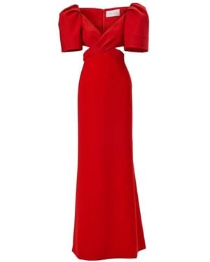 Carolina Herrera Bell-Sleeve Gown With Cut-Outs - Red