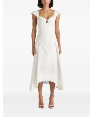 Manière De Voir Faith Cap-Sleeve Corset Midi Dress - White