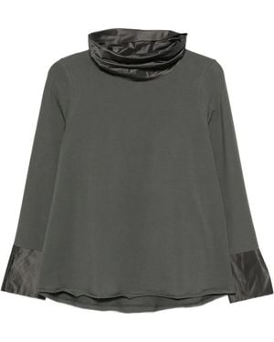 Whyci High-Neck Split-Cuff T-Shirt - Gray