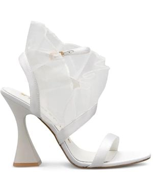 Kat Maconie Ruffled-Tulle Sandals - White