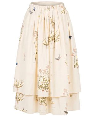 Aleksandr Manamïs Floral-Print Layered Midi Skirt - White