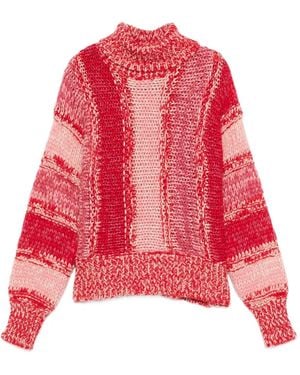 Roberto Collina Striped High-Neck Sweater - Red