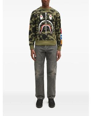 A Bathing Ape 1St Camo Shark Sweater Met Ronde Hals - Groen