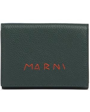 Marni Logo-Embroidered Trifold Wallet - Green