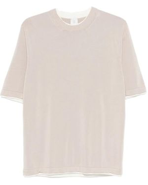 Eleventy Round Neck Trim Jumper - White