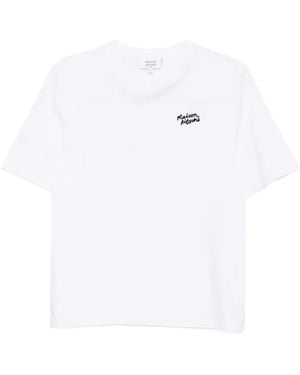 Maison Kitsuné Embroidered-Logo Cotton T-Shirt - White