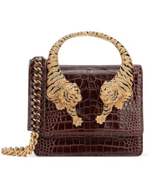 Roberto Cavalli Small Roar Bag Tiger-Embellished Tote Bag - Brown
