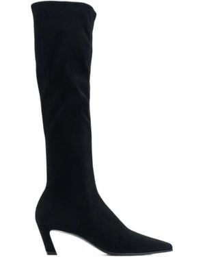 Stuart Weitzman Power Pointed-Toe Suede Boots - Black
