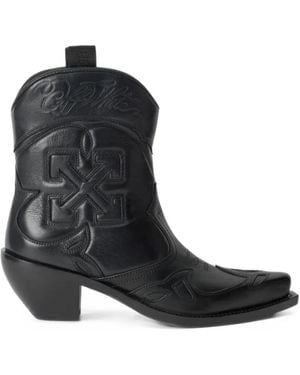 Off-White c/o Virgil Abloh Santiag Arrows-Patch Ankle Boots - Black
