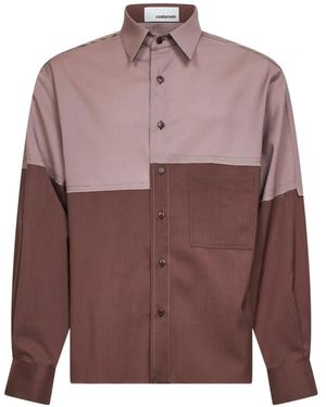 Costumein Richard Raw-Cut Colour-Block Shirt - Brown