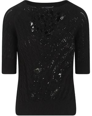 Ermanno Scervino Floral-lace knitted top - Negro