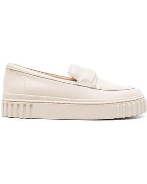 Clarks Mayhill Cove Leather Loafers - Natural