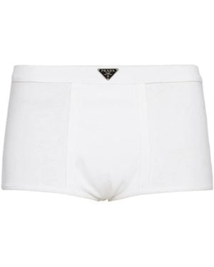 Prada Logo-plaque Boxer Shorts - White