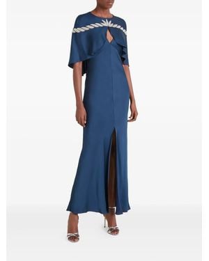 Temperley London Vine Cape Gown Embellished Maxi Dress - Blue