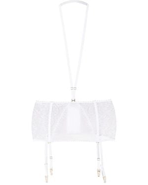 Maison Close Accroche Coeur Waist-Cincher And Suspenders - White
