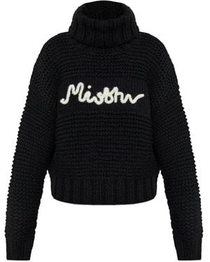 MISBHV Rollkragenpullover mit Logo - Schwarz