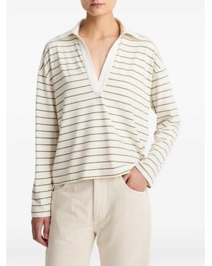 Vince Striped V-Neck T-Shirt - White