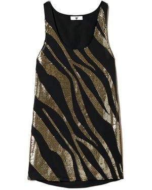 Twinset Sequin-Embellished Animal-Print Top - Black