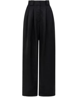CAYET Nina Pleated Wide-Leg Trousers - Black